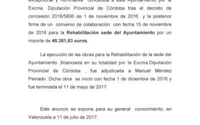 Rehabilitación sede del Ayuntamiento